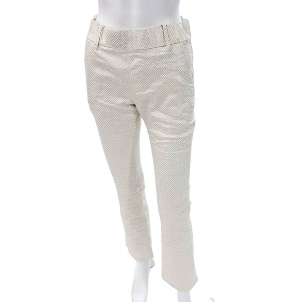Flog Womens Dress Pants White Geometric Cotton Blend Button Size 24